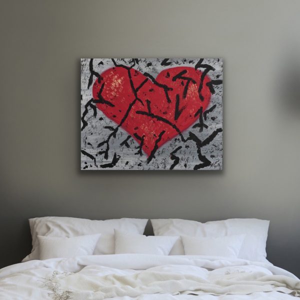 Breaking Heart Acrylic Painting by Dawn M. Wayand