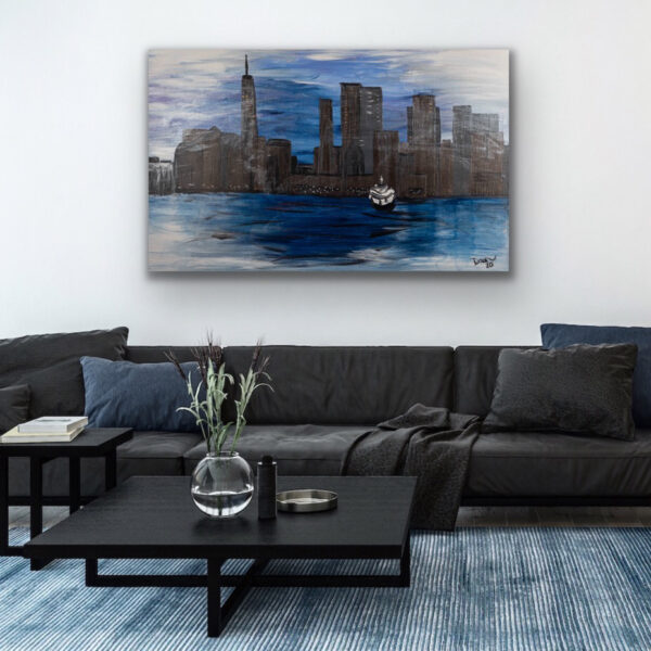 Concrete Jungle on the Water I - Acrylic Painting by Dawn M. Wayand