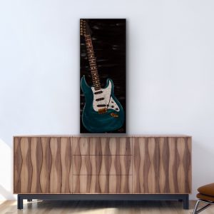 Electric Guitar in Green I Acrylic & Mixed Media Painting by Dawn M. Wayand