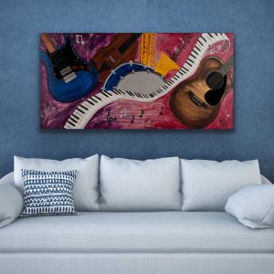 Music in My Dreams Acrylic & Mixed Media Painting by Dawn M. Wayand