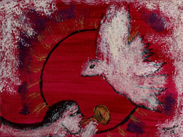 The Angel and the Dove II Acrylic Painting by Dawn M. Wayand
