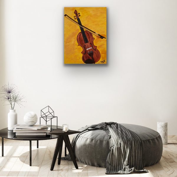 Violin II Acrylic & Mixed Media Painting by Dawn M. Wayand