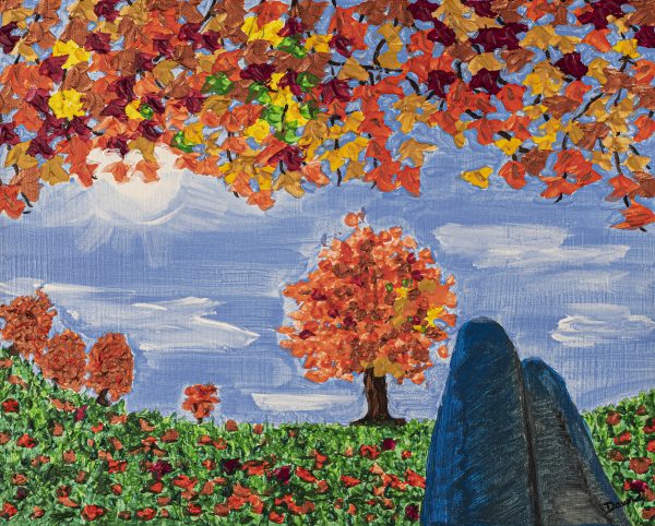 Lazy Fall Day Under a Tree Acrylic Painting by Dawn M. Wayand