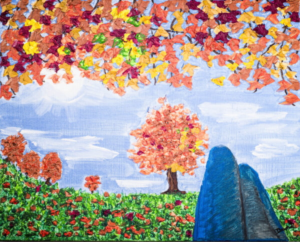 Lazy Fall Day Under a Tree - Acrylic on Canvas Painting by Dawn M. Wayand