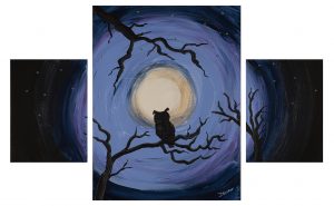 Owl in the Moonlight I, an Acrylic & Mixed Media Painting by Dawn M. Wayand