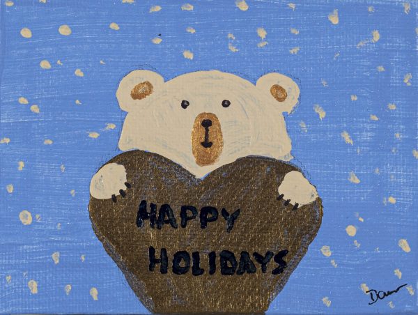 Happy Holidays Polar Bear I Acrylic Painting by Dawn M. Wayand