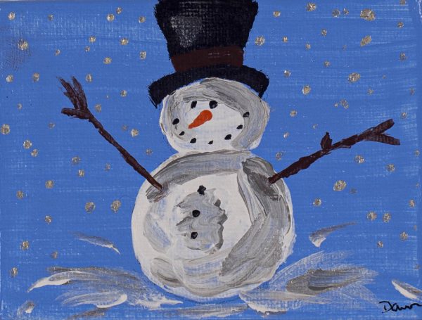 Winter Snowman I Acrylic Painting by Dawn M. Wayand