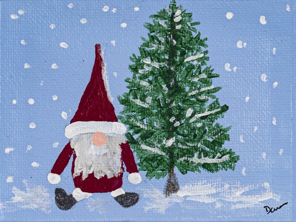 Holiday Gnome I Acrylic Painting by Dawn M. Wayand