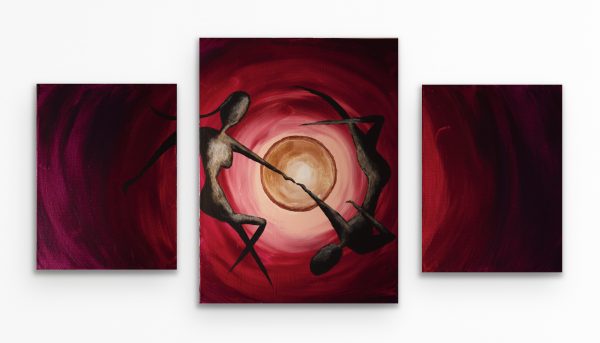 Infinite Love I Acrylic Triptych Paintings by Dawn M. Wayand