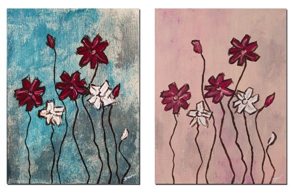 Wildflowers II and III Acrylic Paintings by Dawn M. Wayand
