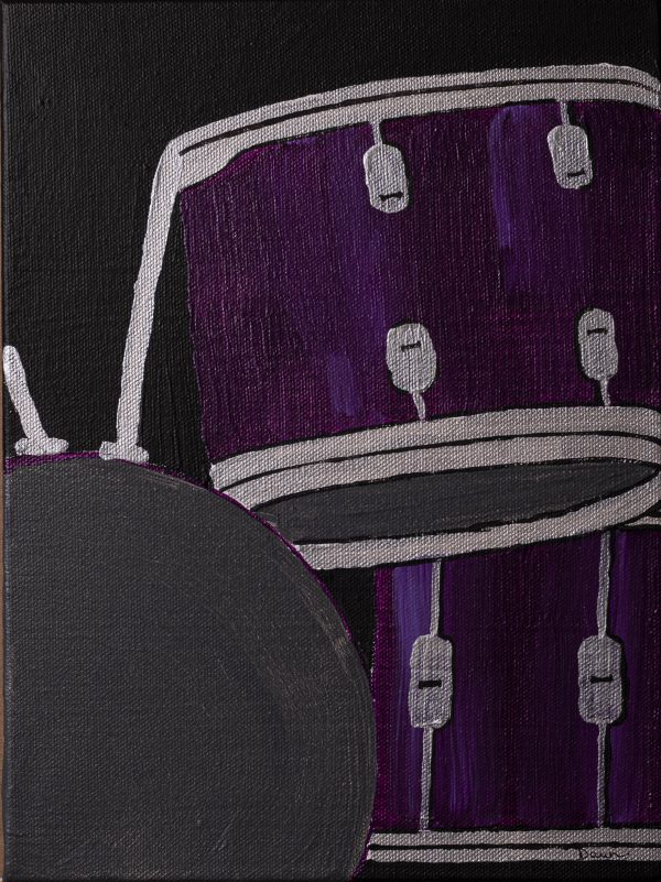 Drums in Deep Violet Candid I Acrylic Painting by Dawn M. Wayand