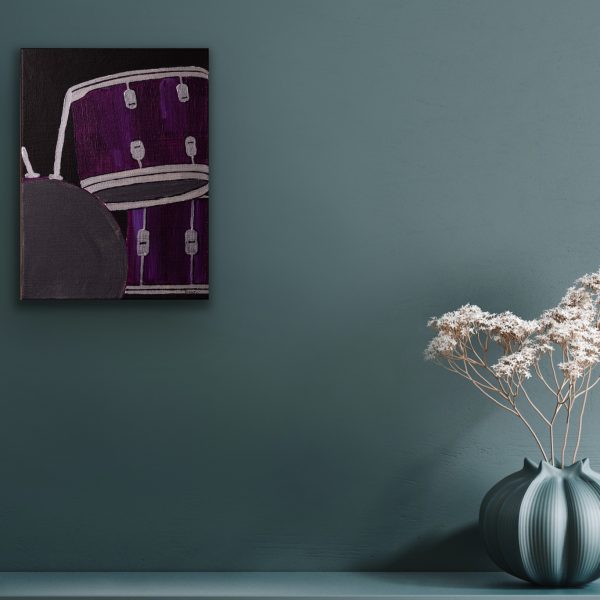 Drums in Deep Violet Candid I Acrylic Painting by Dawn M. Wayand