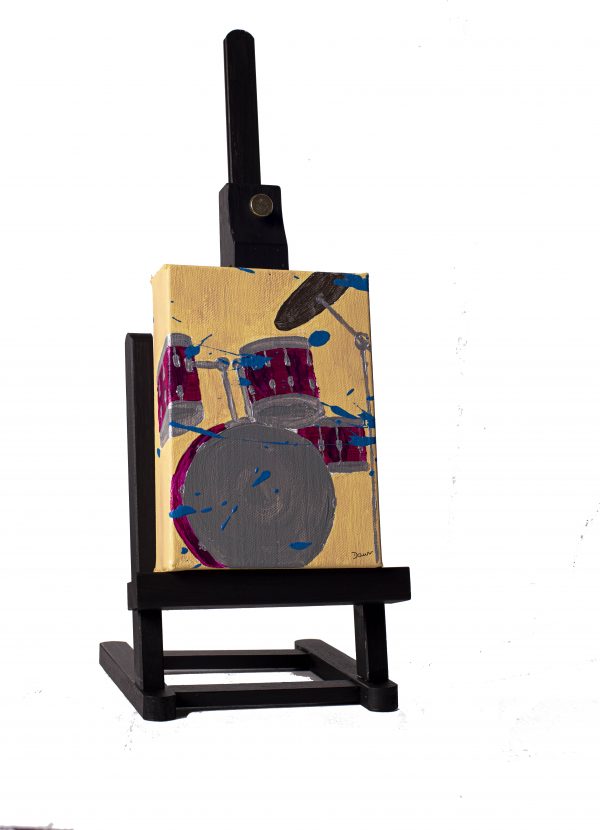 Drums in Magenta on Yellow Abstract I Acrylic Painting by Dawn M. Wayand