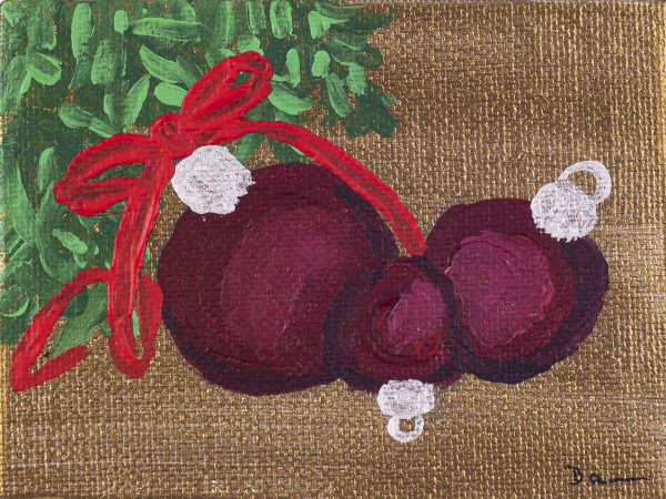 Christmas Tree Ornaments I Acrylic Painting by Dawn M. Wayand