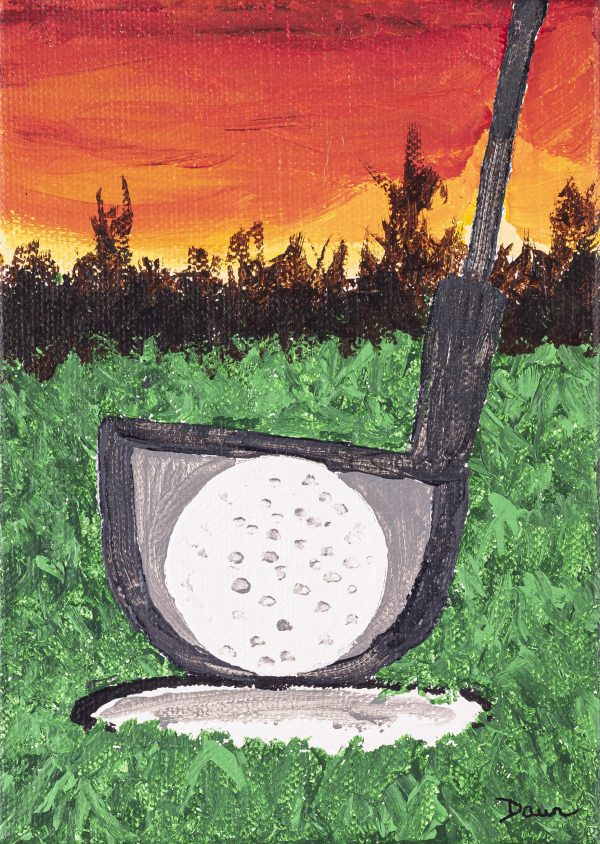 A Day of Golf I Acrylic Painting by Dawn M. Wayand