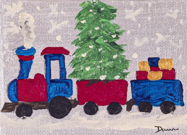 Holiday Train II Acrylic Painting by Dawn M. Wayand