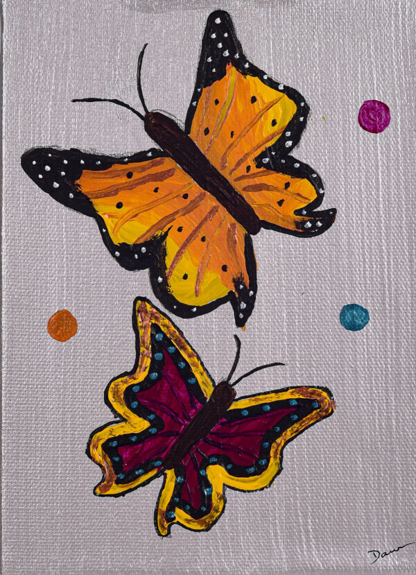 Morning Butterflies I Acrylic Painting by Dawn M. Wayand