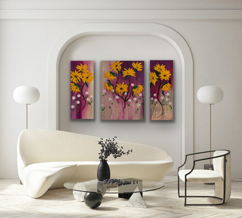 Orientation - Landscape-Oriented - Sunflowers Triptych I - Dawn M. Wayand