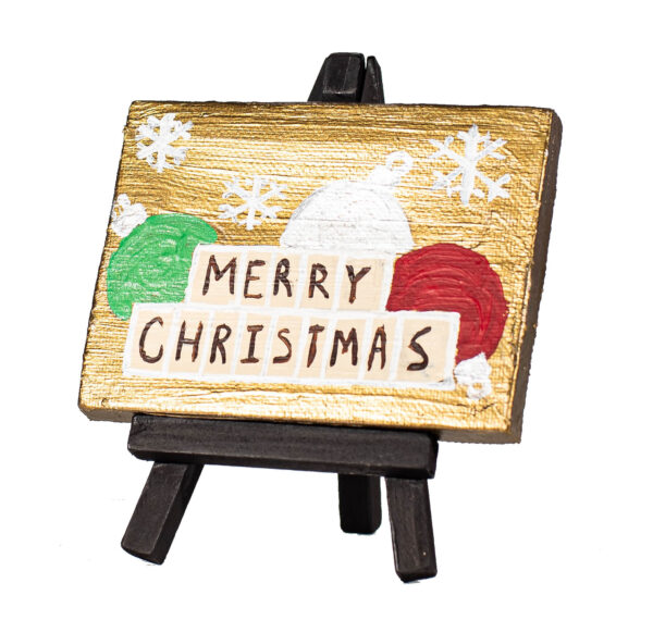 Merry Christmas Ornaments I Acrylic Mini Painting by Dawn M. Wayand