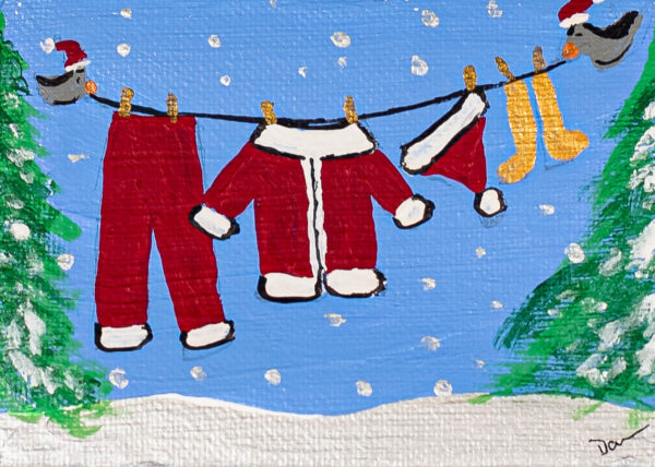 Santa's Laundry I - Acrylic Painting by Dawn M. Wayand