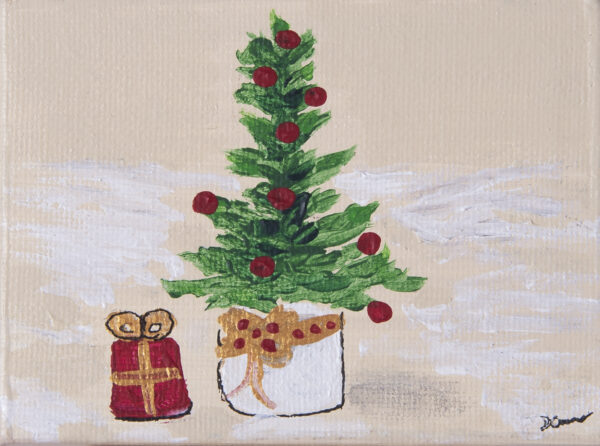 Holiday Tree Gift I - Acrylic Painting by Dawn M. Wayand