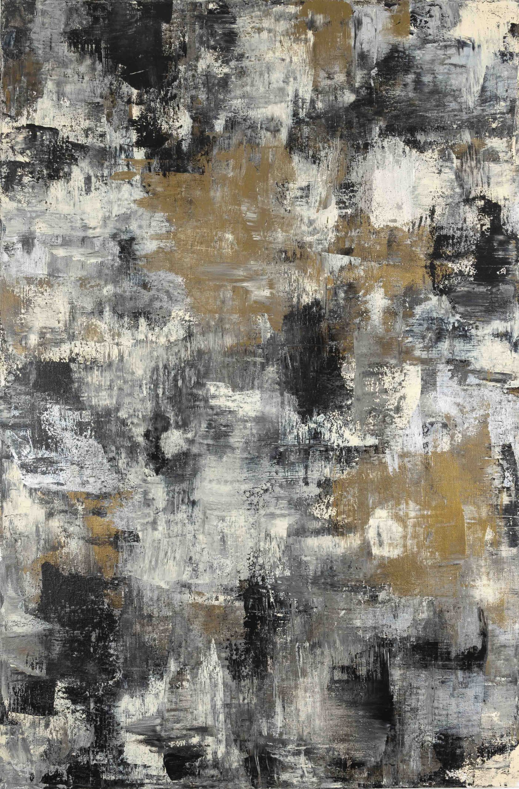 Neutral Metallic Abstract Triptych I by Dawn M. Wayand